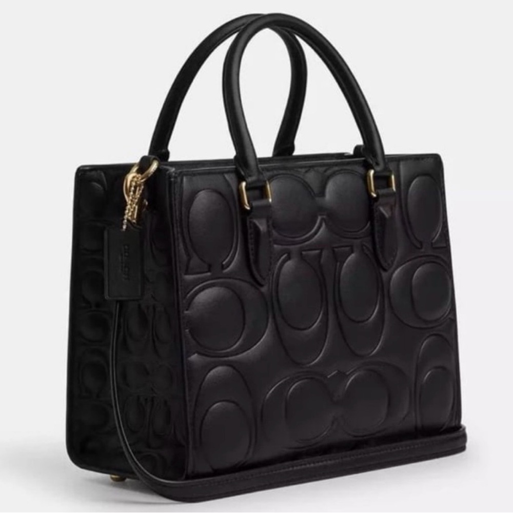 Coach Maggie Small Tote Bag In Signature Leather CY670 Black NWT - Picture 2 of 15
